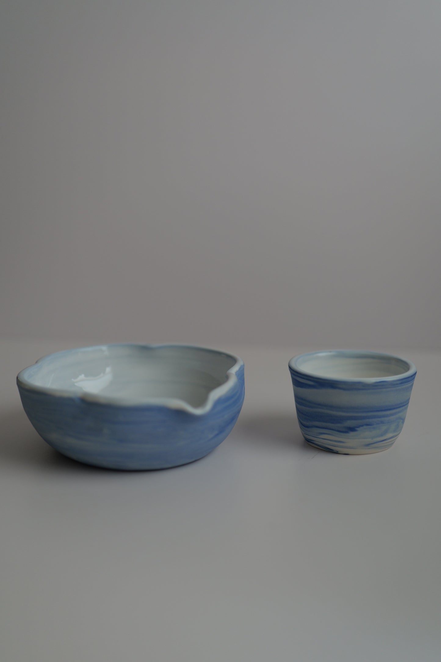 Blue and White mixed Porcelain Matcha Bowl & cup set